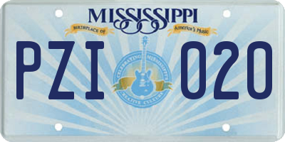 MS license plate PZI020