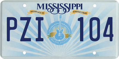 MS license plate PZI104