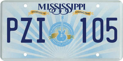 MS license plate PZI105