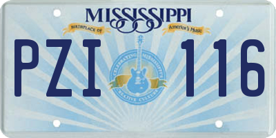 MS license plate PZI116