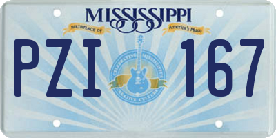 MS license plate PZI167