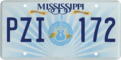 MS license plate PZI172