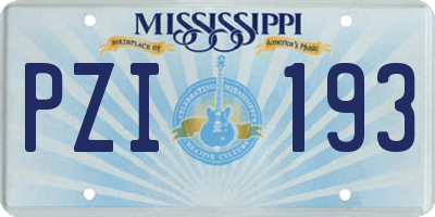 MS license plate PZI193