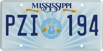 MS license plate PZI194