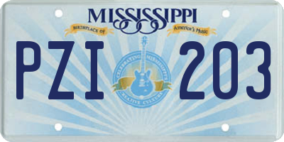 MS license plate PZI203