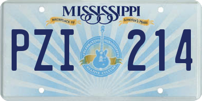 MS license plate PZI214