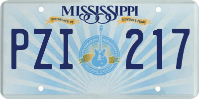 MS license plate PZI217