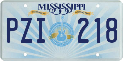 MS license plate PZI218