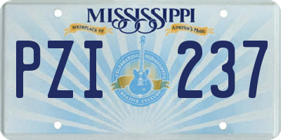 MS license plate PZI237