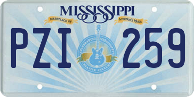 MS license plate PZI259