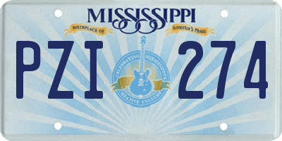 MS license plate PZI274