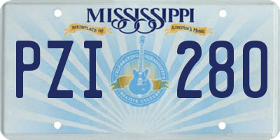 MS license plate PZI280