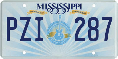 MS license plate PZI287