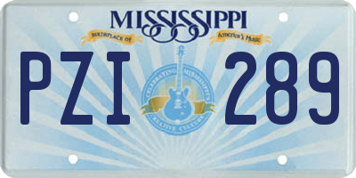 MS license plate PZI289
