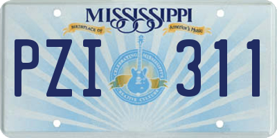 MS license plate PZI311