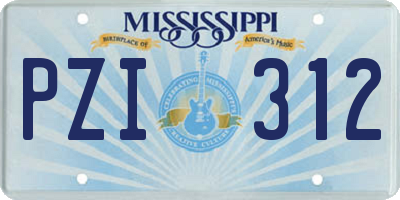MS license plate PZI312
