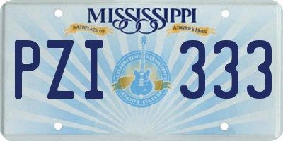 MS license plate PZI333