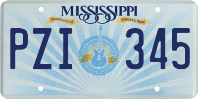 MS license plate PZI345