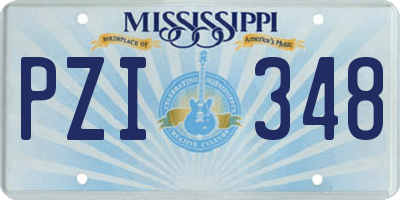 MS license plate PZI348
