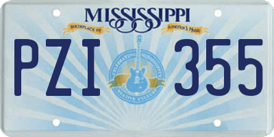 MS license plate PZI355
