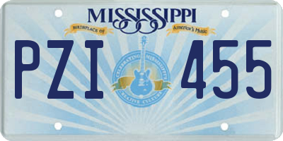 MS license plate PZI455