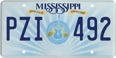 MS license plate PZI492