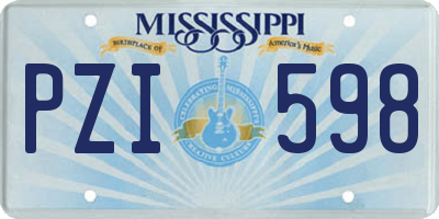 MS license plate PZI598