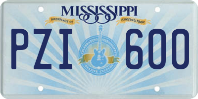 MS license plate PZI600
