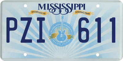 MS license plate PZI611