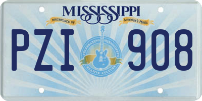 MS license plate PZI908