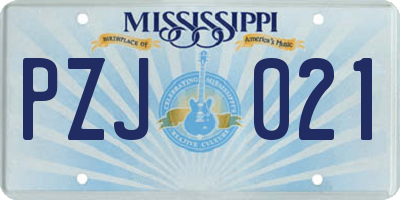 MS license plate PZJ021