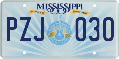 MS license plate PZJ030