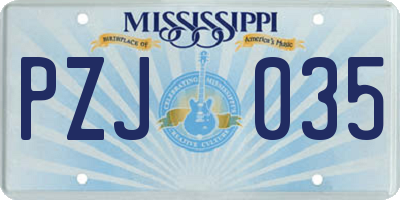 MS license plate PZJ035