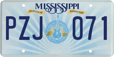 MS license plate PZJ071