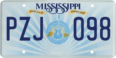 MS license plate PZJ098