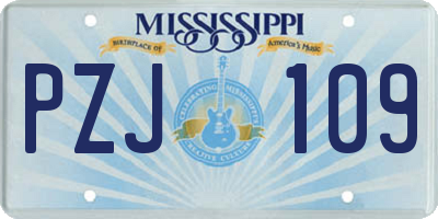 MS license plate PZJ109