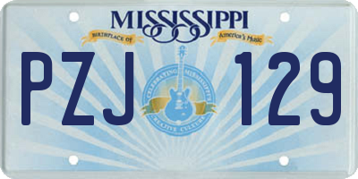 MS license plate PZJ129