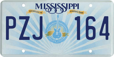 MS license plate PZJ164