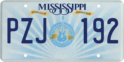 MS license plate PZJ192