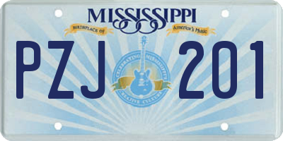 MS license plate PZJ201
