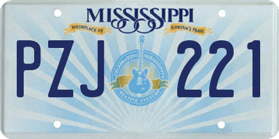 MS license plate PZJ221