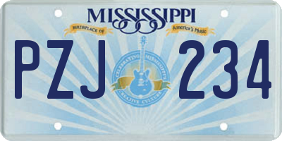 MS license plate PZJ234