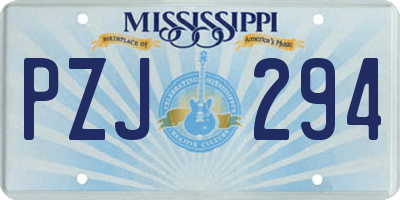 MS license plate PZJ294