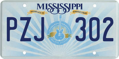 MS license plate PZJ302
