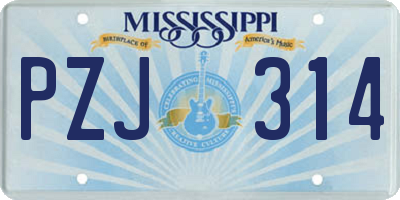 MS license plate PZJ314