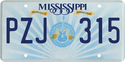 MS license plate PZJ315