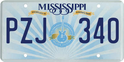 MS license plate PZJ340