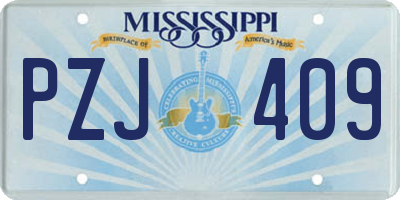 MS license plate PZJ409