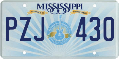 MS license plate PZJ430