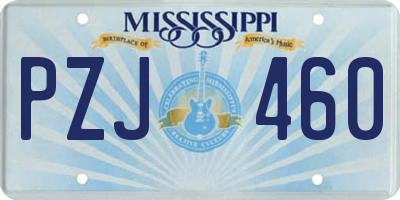 MS license plate PZJ460